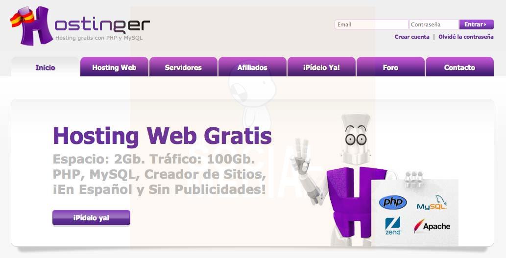 Hostinger. Alojamiento web bueno y barato en España. Proveedor de alojamiento web bueno y barato. Y un registrador de dominios de Internet. Creada en 2004, cuenta con soporte en español 24/7.