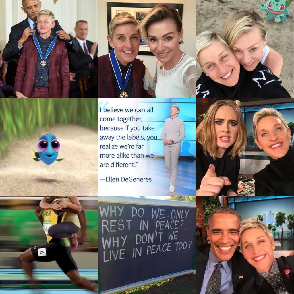 The Ellen Show. Estas son sus #2016BestNine del 2016. Con 249.715.618 likes en 954 publicaciones en 2016.